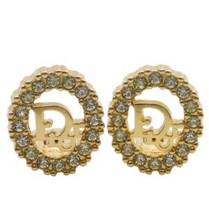 Christian Dior Gold Clip-On Earrings Set Logo Design Vintage